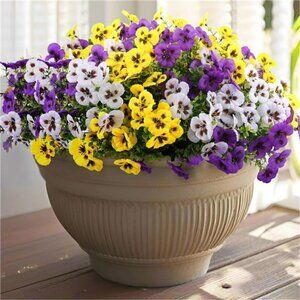 Artificial Pansy Flowers Outdoor UV Resistant Faux Plants for Porch Patio Decor
